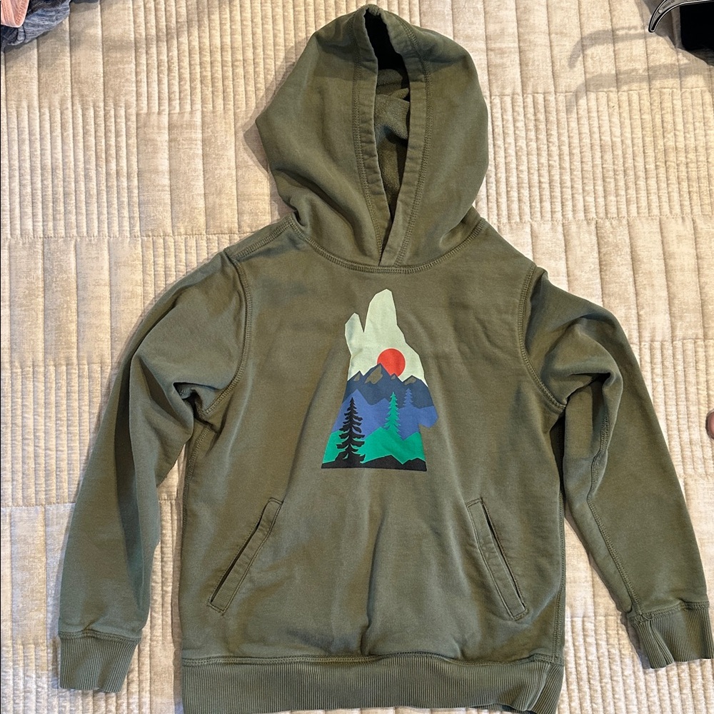 Hanna Andersson Green Hoodie with Mountain Graphic